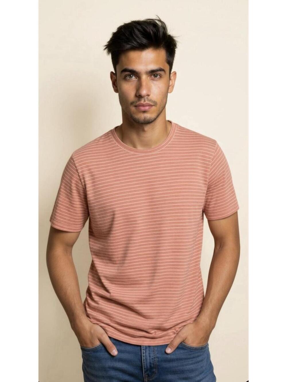 VINCE NWOT Men’s Cotton Blend Pinstripe T-Shirt in Washed Rustic-Size XXL